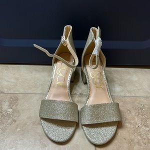 Sugar Noelle Gold block heel